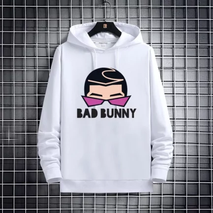 Bad Bunny Face Print Hoodie